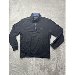 Greg Norman Men's Black Quarter-Zip Pullover Shark‎ Logo Golf Sweater L